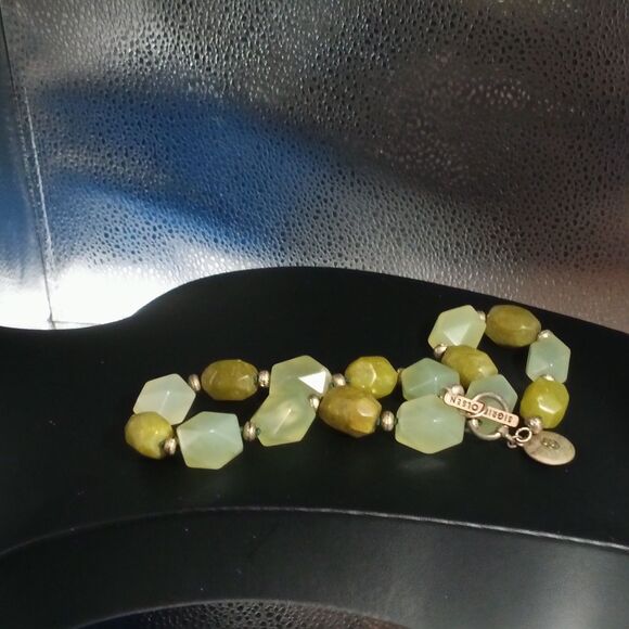 Sigrid Olsen Chunky Green Stone Necklace Toggle Clasp Boho Artisan Jewelry 18" - Picture 9 of 9